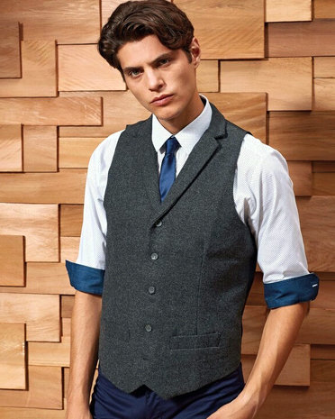 Premier PR625 - Men&#039;s herringbone waistcoat